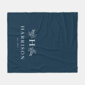 Landelijke monogram navy huwelijksdeken fleece deken (Voorkant (Horizontaal))