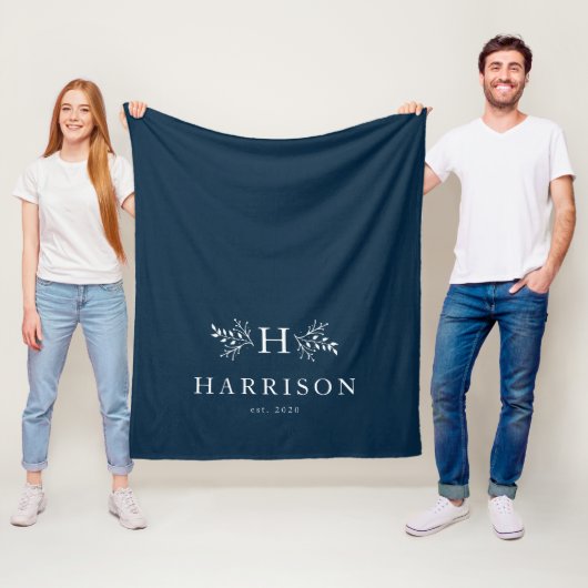 Landelijke monogram navy nieuwgetrouwd deken (In situ)