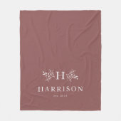 Landelijke monogram roze pasgetrouwd dekbed fleece deken (Voorkant)