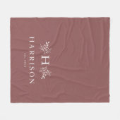 Landelijke monogram roze pasgetrouwd dekbed fleece deken (Voorkant (Horizontaal))