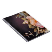 Landelijke Monogramnaam Roze Bloemige Bladversieri Notitieboek (Rechterzijde)