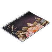 Landelijke Monogramnaam Roze Bloemige Bladversieri Notitieboek (Linkerzijde)