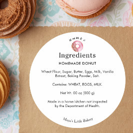 Landelijke Mooie Roze Donut Bakkerij Ingredientenl Ronde Sticker