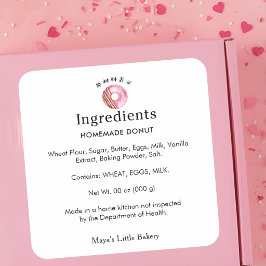 Landelijke Mooie Roze Donut Ingredienten Product Vierkante Sticker