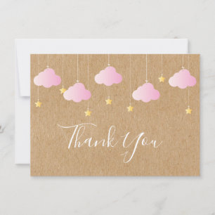 Landelijke Mooie Roze Wolken Gouden Sterren Dank J Bedankkaart