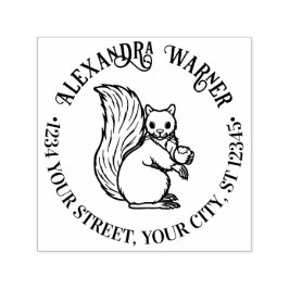 Landelijke Mop Squirrel met Noten Naam Retouradres Zelfinktende Stempel