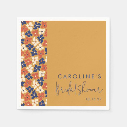 Landelijke Mosterd Blauwe Botanische Bruidsdouche  Servet (Voorkant)