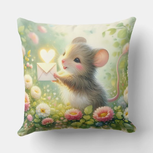 Landelijke Muis Liefdesbrief Weide Kussen (Achterkant)