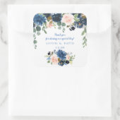 Landelijke Navy Blauwe Blos Bloemen Bloeiende Trou Vierkante Sticker (Tas)