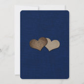 Landelijke Navy Blauwe Blush Rozen Jute Bruiloft Kaart (Achterkant)