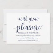 Landelijke Navy Blauwe Trouw Elopement Ontvangst Kaart (Voorkant)