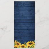 Landelijke Navy Blauwe Zonnebloemen Slingerlichten Menu (Achterkant)