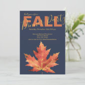 Landelijke Navy Herfst Eettafel Uitnodiging (Staand voorkant)