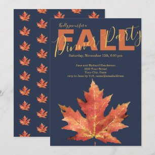 Landelijke Navy Herfst Eettafel Uitnodiging