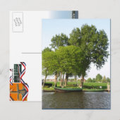 Landelijke Nederlandse Scene Rowboot in Canal Brie Briefkaart (Voorkant / Achterkant)