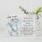Landelijke Olifant Jongen Baby Shower Uitnodiging (Staand voorkant)