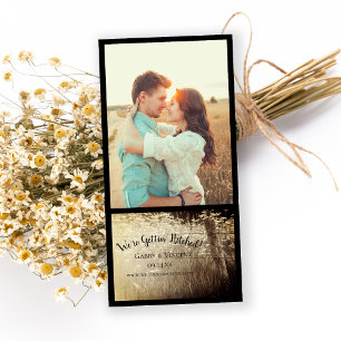 Landelijke omheiningspaal en wilde bloemen landeli save the date