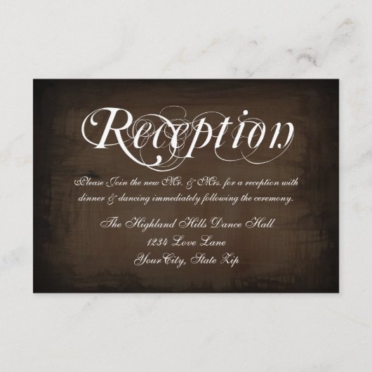 Landelijke ontvangstkaarten met krullen in bruin informatiekaartje (Achterkant)