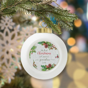 Landelijke op maat gemaakte foto Nieuwe oma mijlpa Keramische Bal Ornament