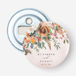 Landelijke Oranje Bloemrijke Herfst Huwelijk Button Flesopener