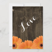 Landelijke Oranje Daisies Rustic Wood Wedding Invi Kaart (Achterkant)