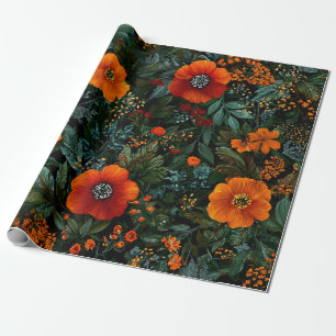 Landelijke Oranje Groene Botanische Krachtige Vint Cadeaupapier