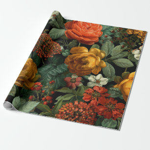 Landelijke Oranje Groene Botanische Krachtige Vint Cadeaupapier