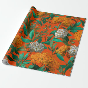 Landelijke Oranje Groene Botanische Krachtige Vint Cadeaupapier