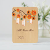 Landelijke oranje metseljars tafel plaatskaart (Staand voorkant)