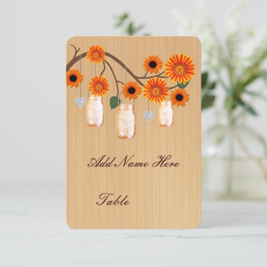 Landelijke oranje metseljars tafel plaatskaart (Staand voorkant)