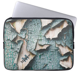 Landelijke oude lichtblauwgroene afbladderende ver laptop sleeve
