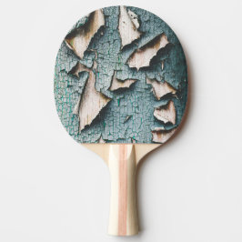 Landelijke oude lichtblauwgroene afbladderende ver tafeltennisbatje