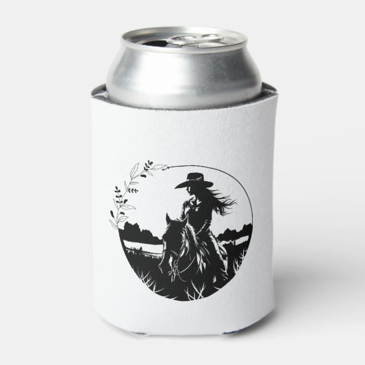 Landelijke Paard Cowgirl Western Equestrian Blikjeskoeler (Blikje Voorkant)