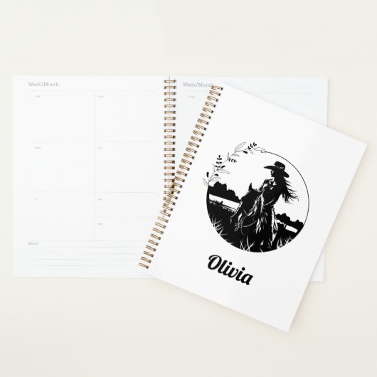 Landelijke Paard Cowgirl Westerse Gepersonaliseerd Planner (Display)