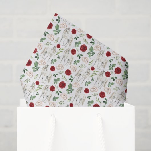 Landelijke Paarden Bloem Rood Tissuepapier (Cadeauzakje)