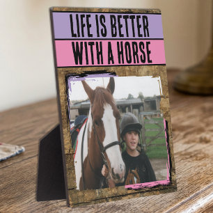 Landelijke paardenliefhebber 1 foto paars roze fotoplaat