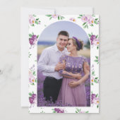 Landelijke Paarse Bloem Foto Bruiloft Save The Date (Achterkant)