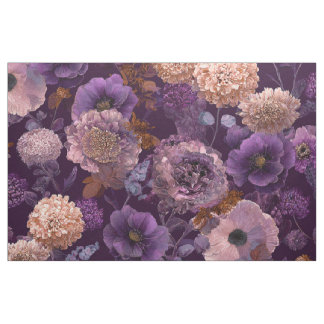 Landelijke paarse botanische bloemrijke vintage bl stof
