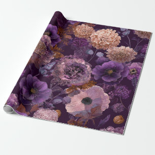 Landelijke paarse botanische vette vintage boho bl cadeaupapier