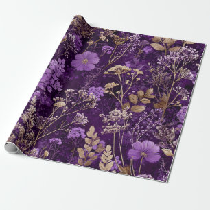Landelijke paarse botanische vette vintage boho bl cadeaupapier