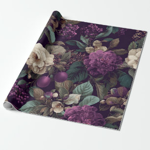 Landelijke paarse botanische vette vintage boho bl cadeaupapier
