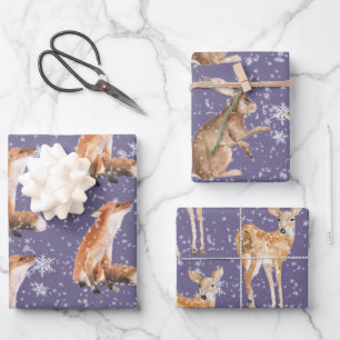 Landelijke Paarse Druif Elegante Sneeuwrijke Winte Inpakpapier Vel