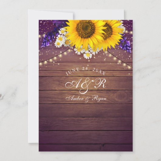 Landelijke Paarse Gele Zonnebloem Bloem Boerenhoev (Achterkant)