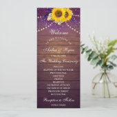 Landelijke Paarse Gele Zonnebloem Bloem Boerenhoev Programmakaart (Staand voorkant)
