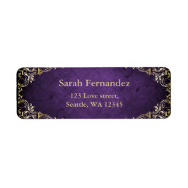 landelijke paarse gouden lijstlabel etiket