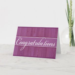 Landelijke paarse houten felicitatiewenskaart kaart