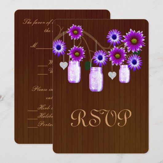 Landelijke paarse metseljars responskaart kaart (Voorkant / Achterkant)