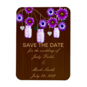 Landelijke paarse metseljars save the date-magneet magneet (Verticaal)