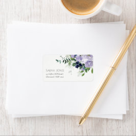 Landelijke Paarse Navy Bloem Blad Adres Etiket