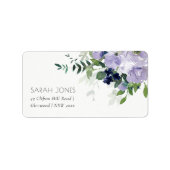 Landelijke paarse navy bloem bladerig adres etiket (Voorkant)